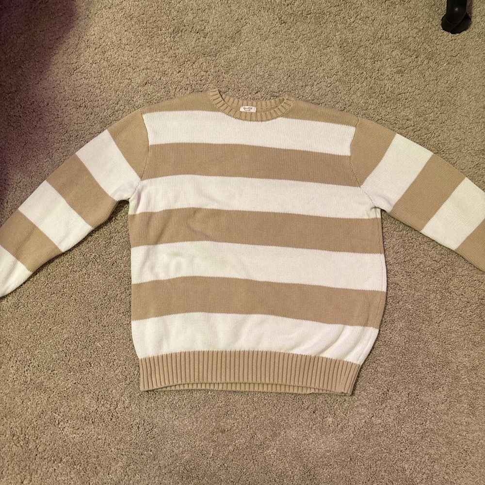 Tan and white striped sweater #striped